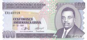 Burundi p37b 100 Francs 1997